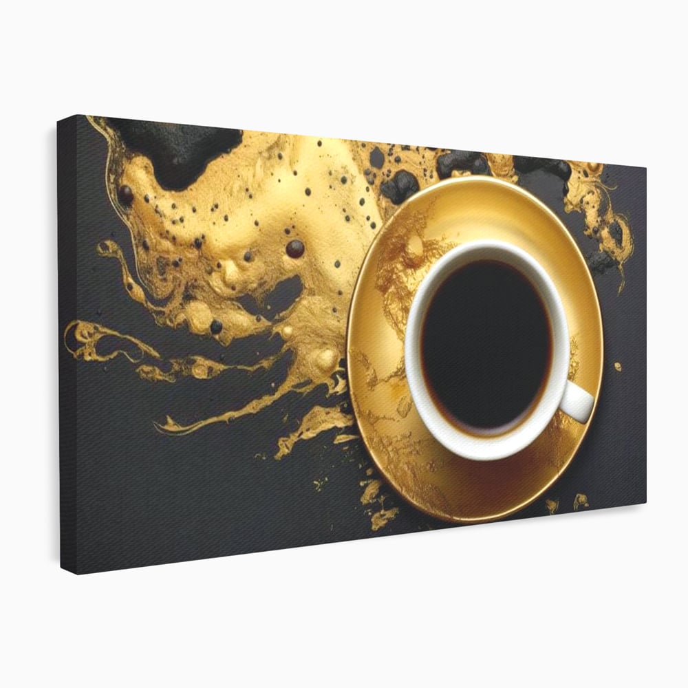 Tablou canvas cu tablou canvas cu ceasca de cafea, fara rama, pe sasiu de lemn